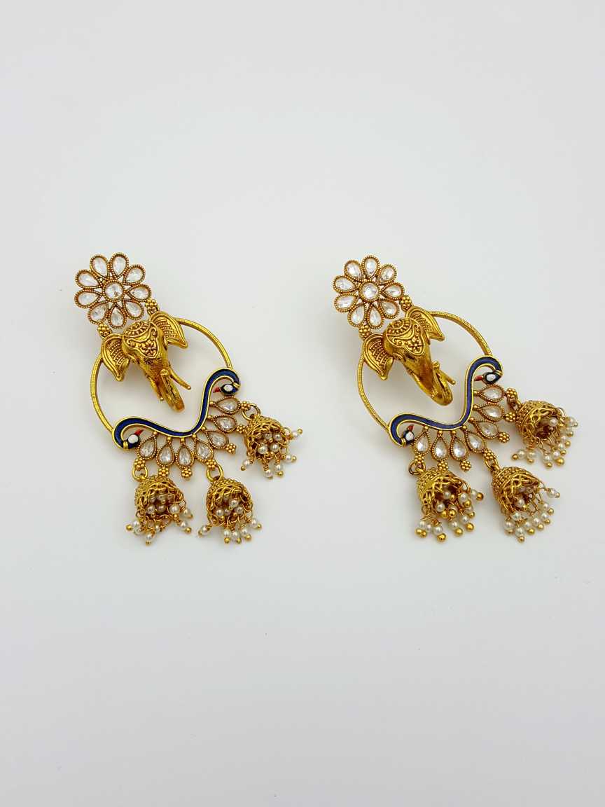 EARRING in CHECKERED POLKI Style | Design - 17559