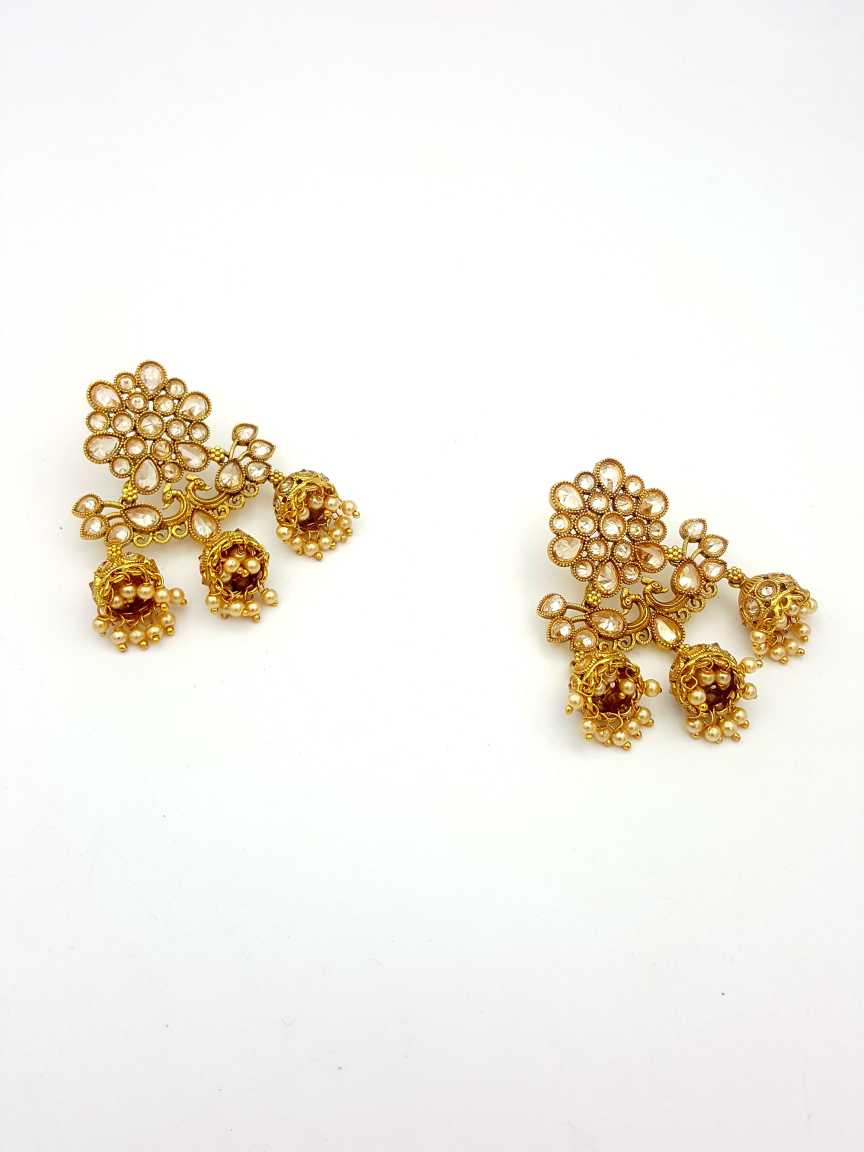 EARRING in CHECKERED POLKI Style | Design - 17813