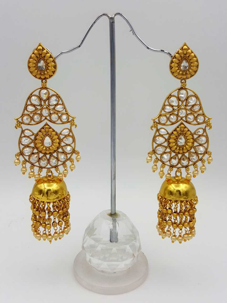EARRING in CHECKERED POLKI Style | Design - 17935
