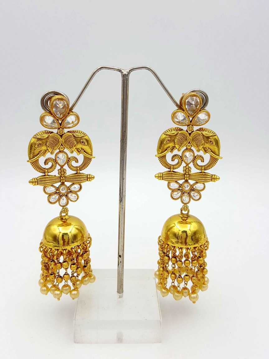 EARRING in CHECKERED POLKI Style | Design - 18009