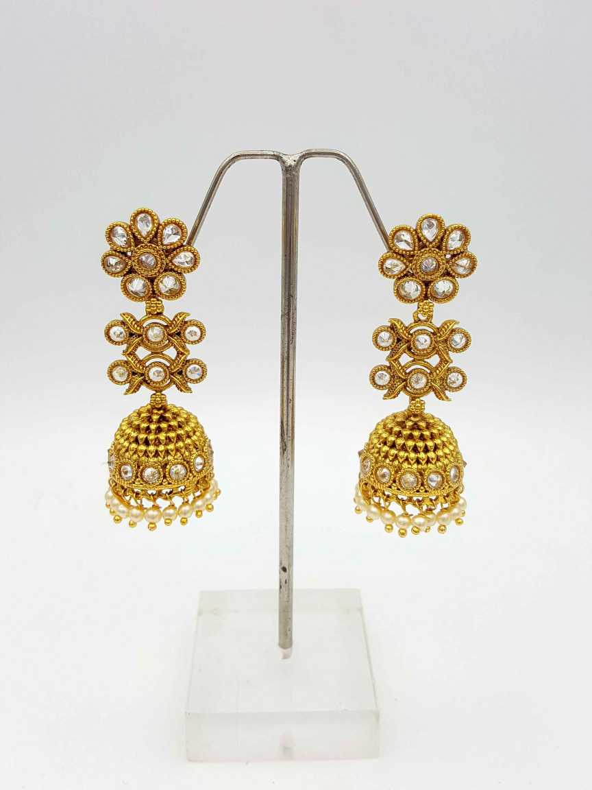 EARRING in CHECKERED POLKI Style | Design - 18010