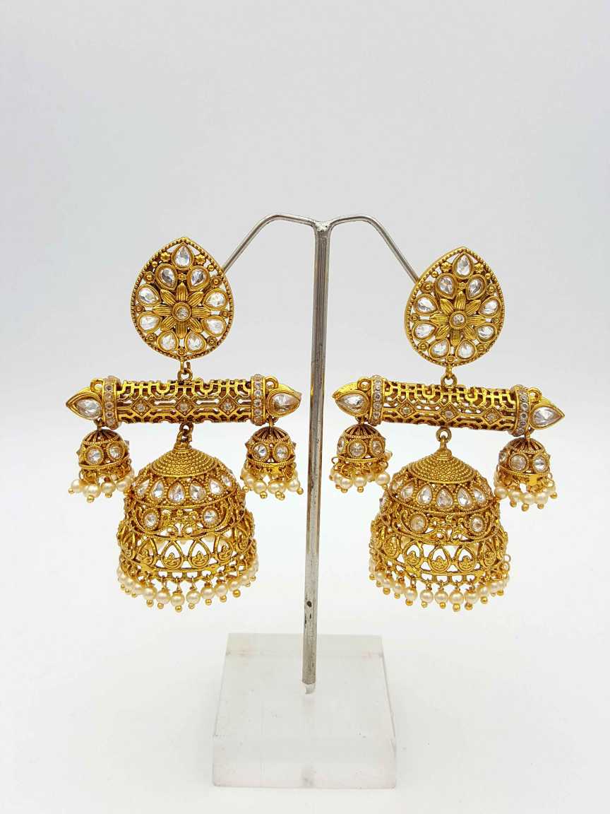 EARRING in CHECKERED POLKI Style | Design - 18011
