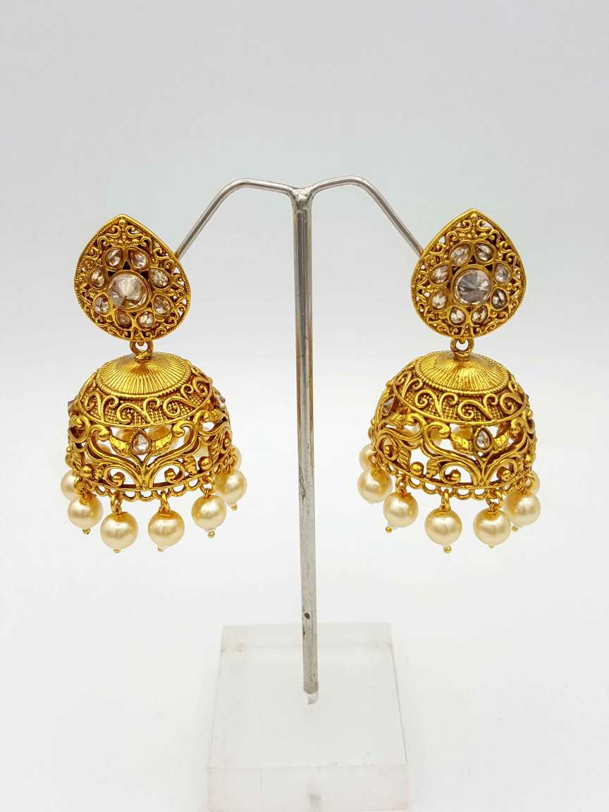 EARRING in CHECKERED POLKI Style | Design - 18054