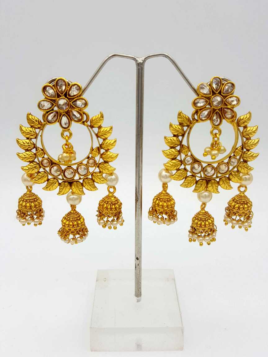 EARRING in CHECKERED POLKI Style | Design - 18082