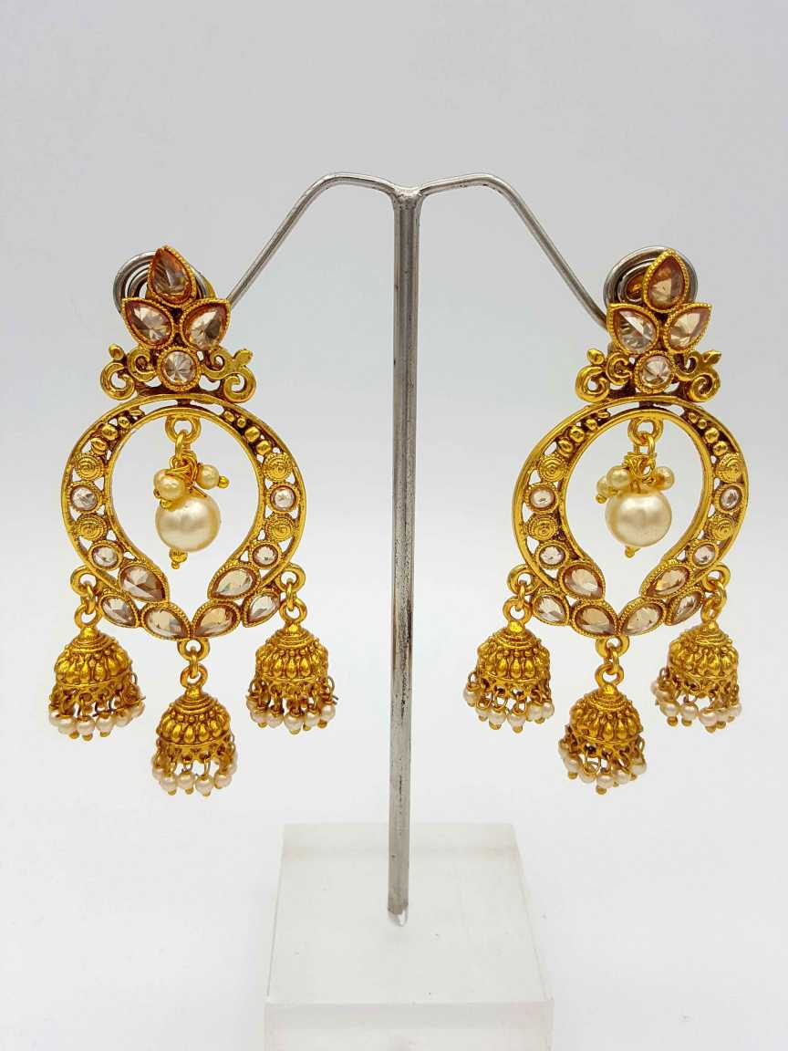 EARRING in CHECKERED POLKI Style | Design - 18083