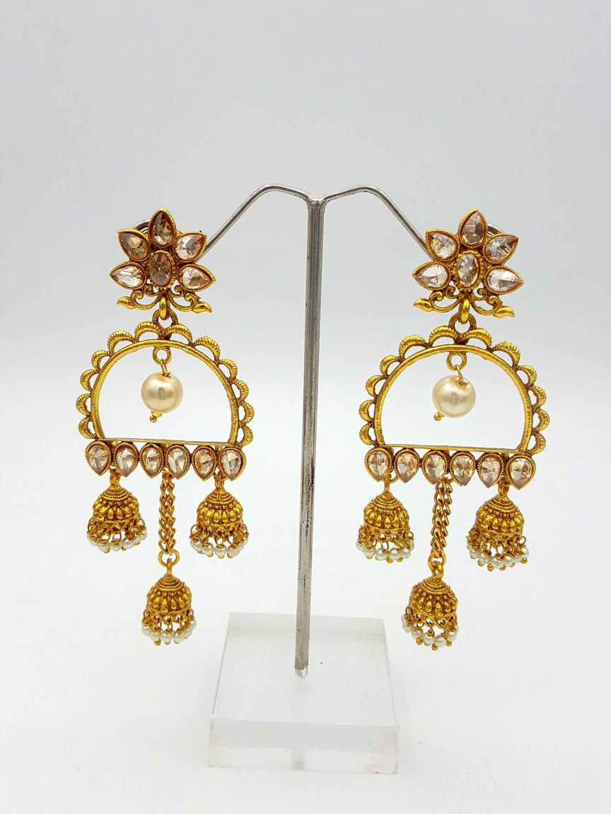 EARRING in CHECKERED POLKI Style | Design - 18084