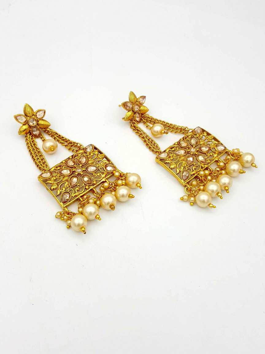 EARRING in CHECKERED POLKI Style | Design - 18092