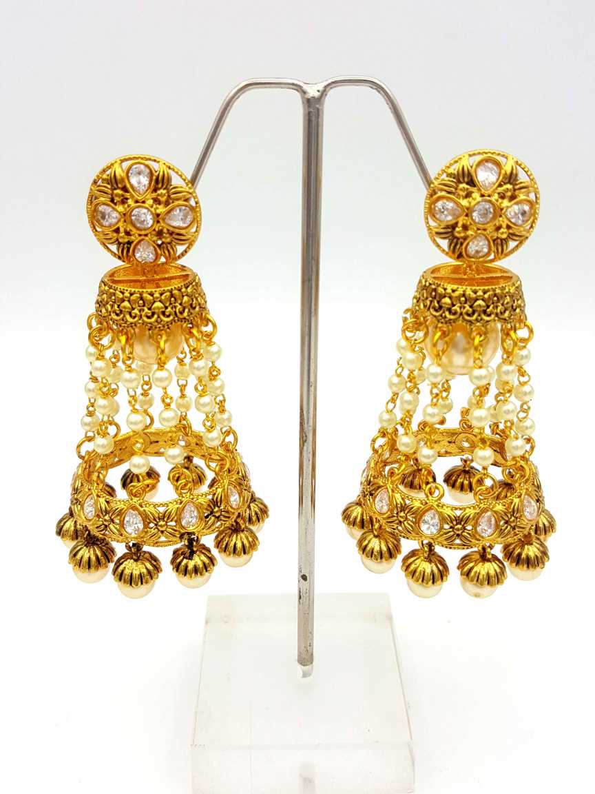 EARRING in CHECKERED POLKI Style | Design - 18143
