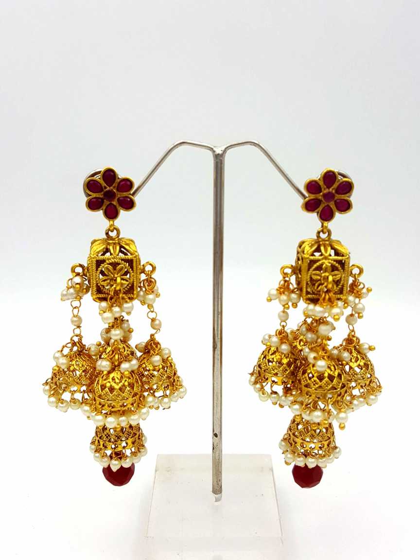 EARRING in CHECKERED POLKI Style | Design - 18164