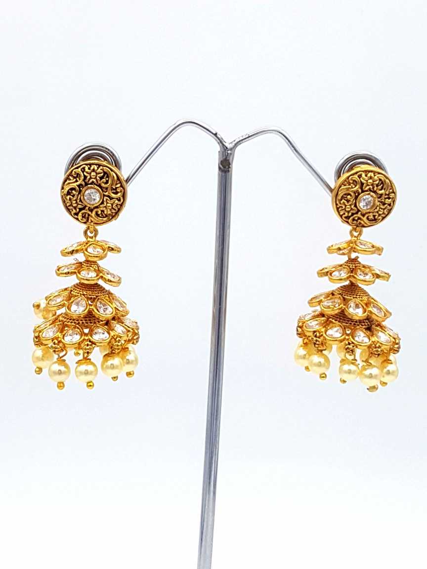 EARRING in CHECKERED POLKI Style | Design - 18166