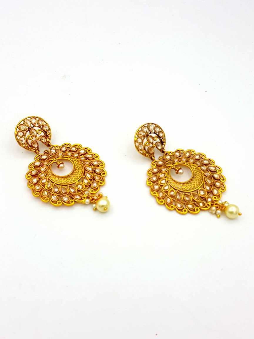 EARRING in CHECKERED POLKI Style | Design - 18170