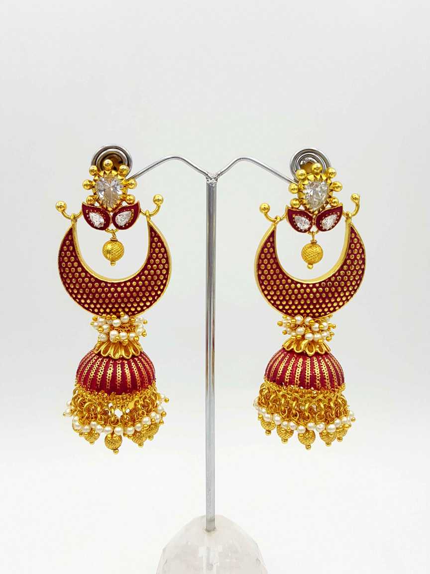EARRING in CHECKERED POLKI Style | Design - 18460