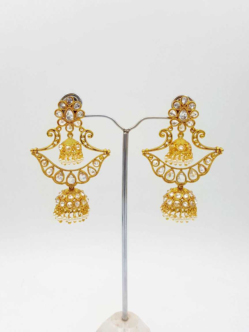 EARRING in CHECKERED POLKI Style | Design - 18476