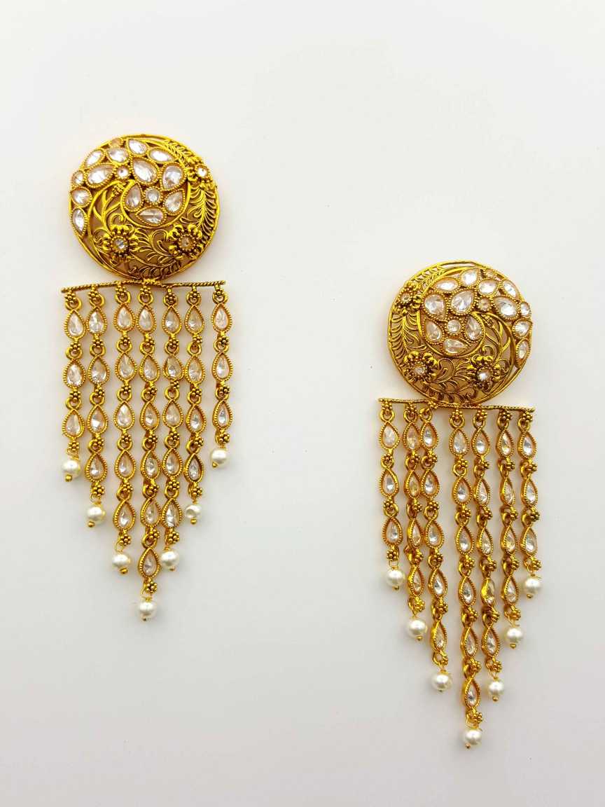 EARRING in CHECKERED POLKI Style | Design - 19173