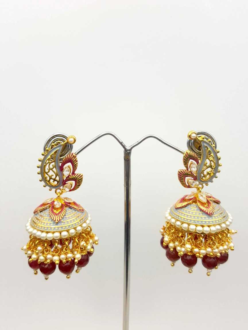 EARRING in CHECKERED POLKI Style | Design - 19316