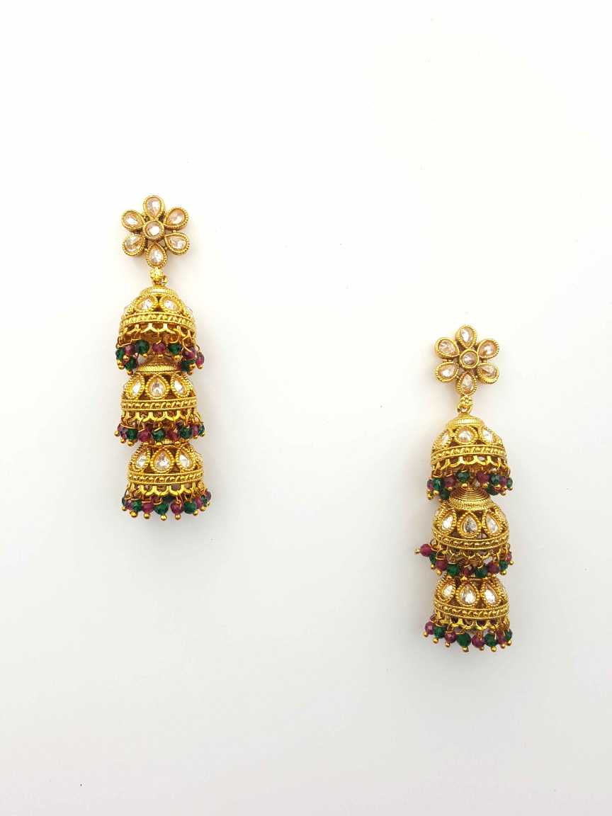 EARRING in CHECKERED POLKI Style | Design - 19899
