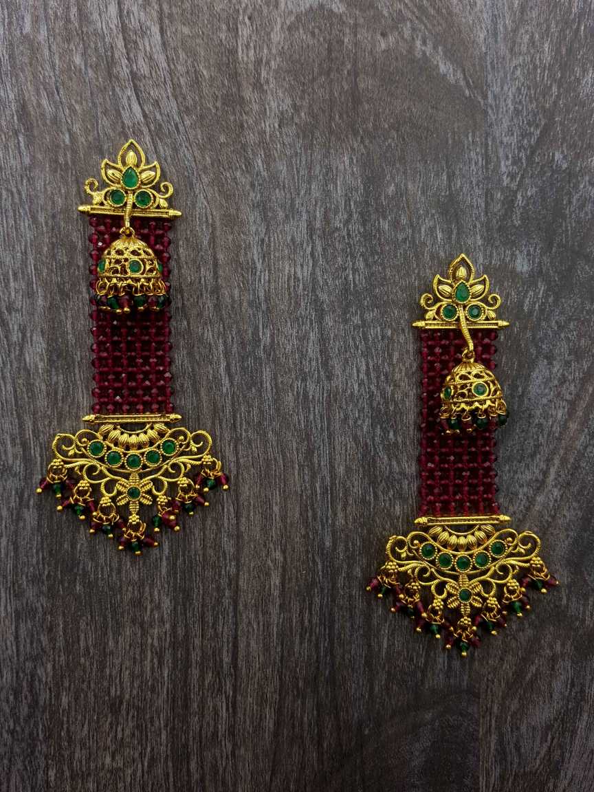 checkered_polki-earring-ERCK20452RNGNHG