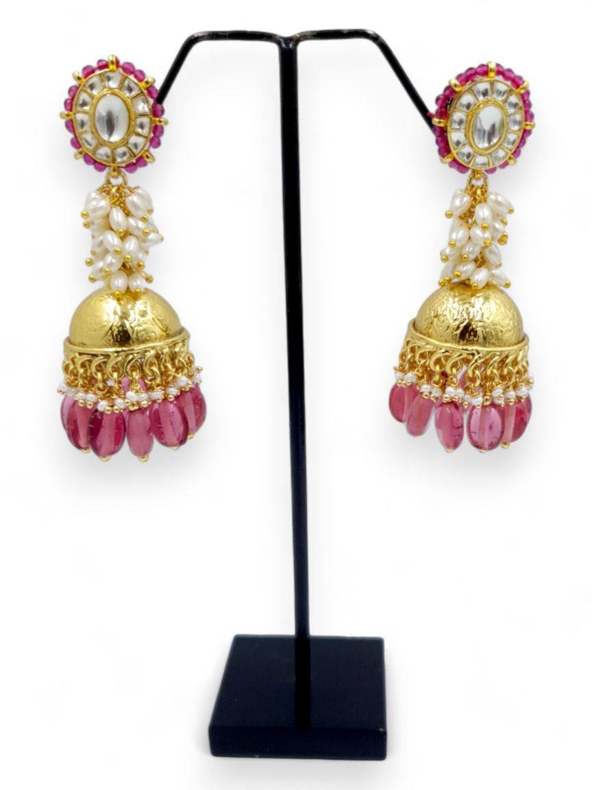 EARRING IN JADAU KUNDAN STYLE | DESIGN - 23256