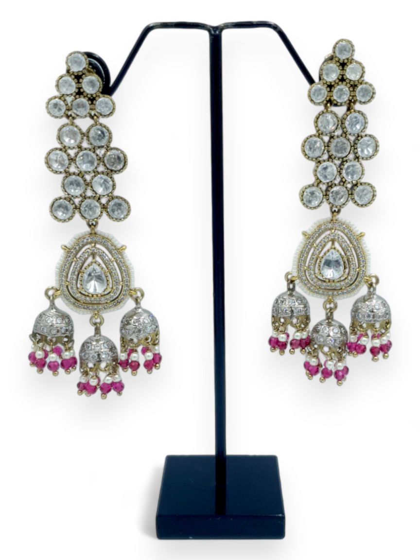 EARRING IN JADAU KUNDAN STYLE | DESIGN - 23307