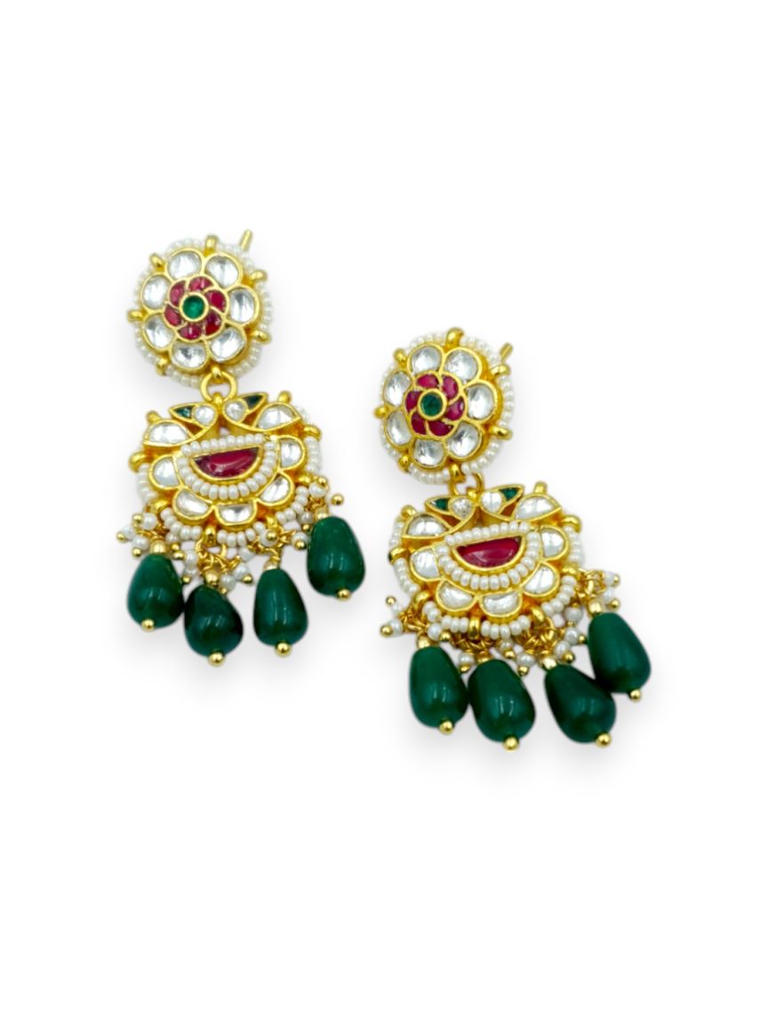 EARRING IN JADAU KUNDAN STYLE | DESIGN - 23774