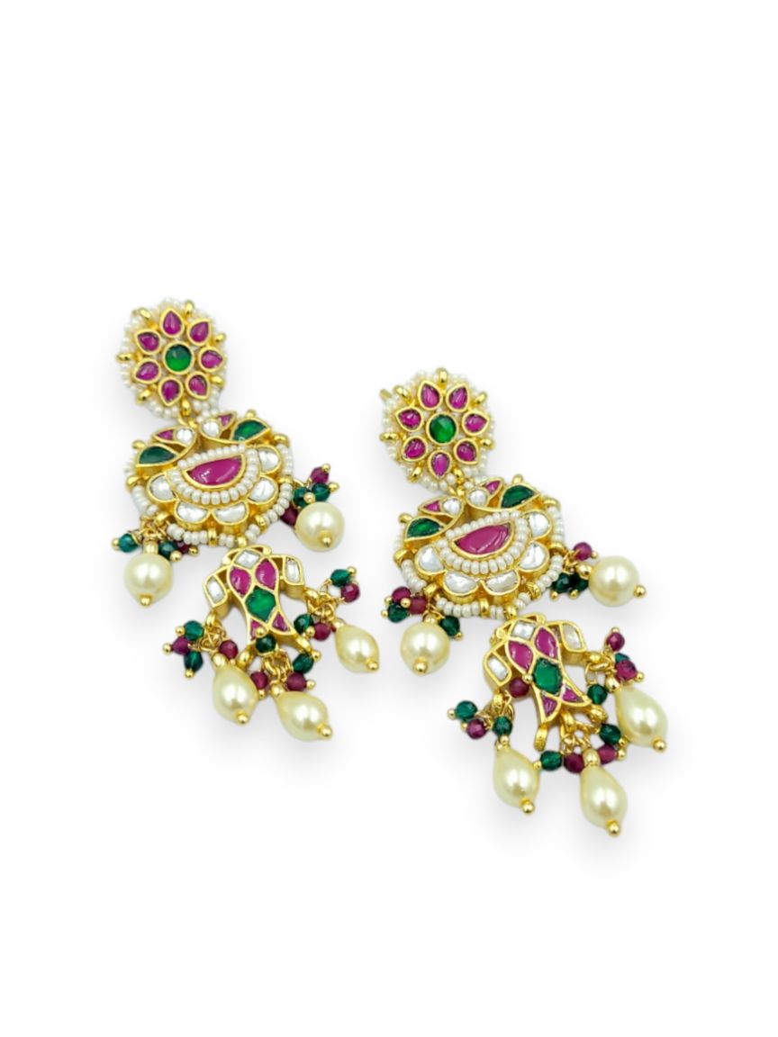EARRING IN JADAU KUNDAN STYLE | DESIGN - 23828