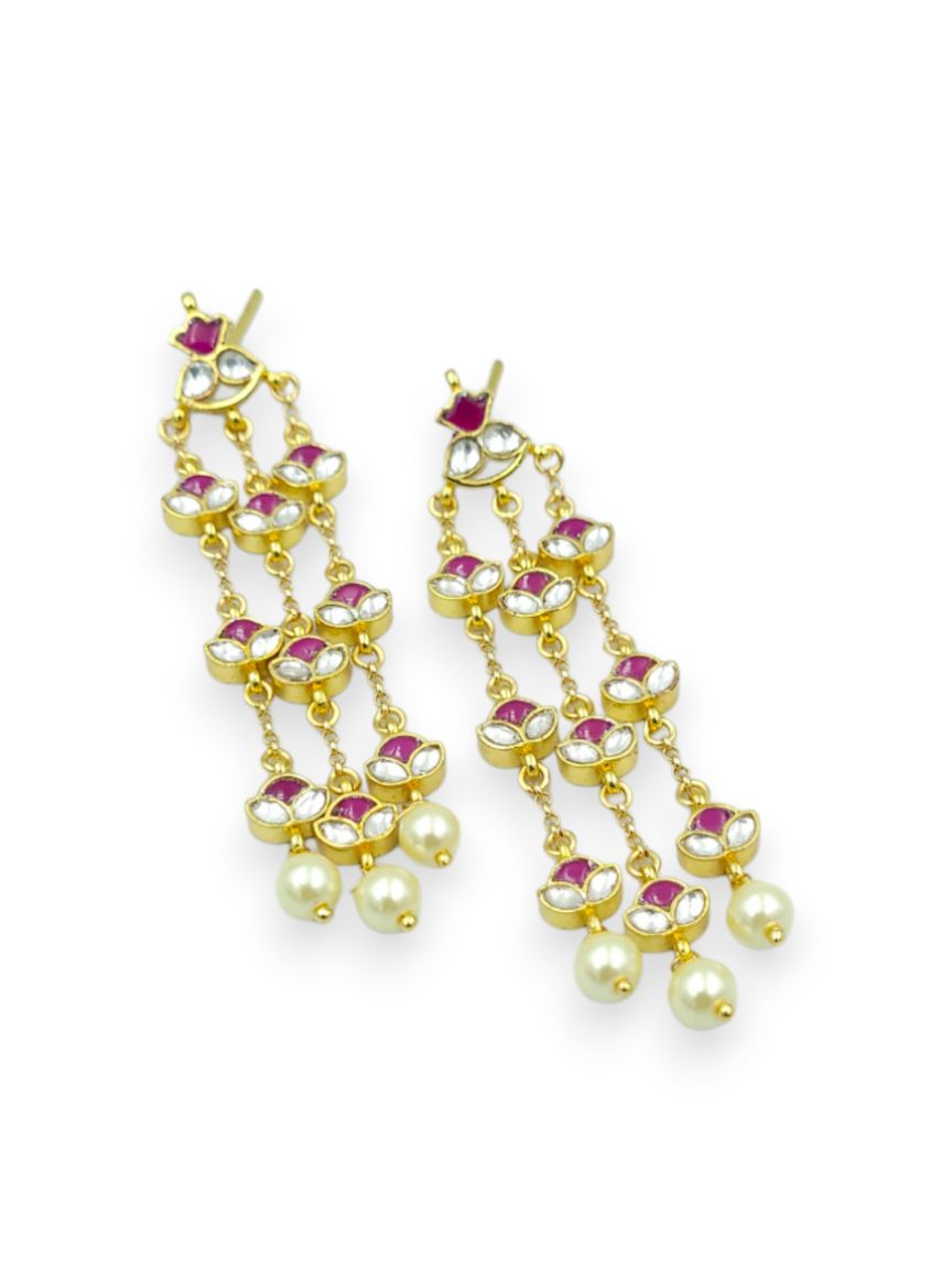 EARRING IN JADAU KUNDAN STYLE | DESIGN - 23870