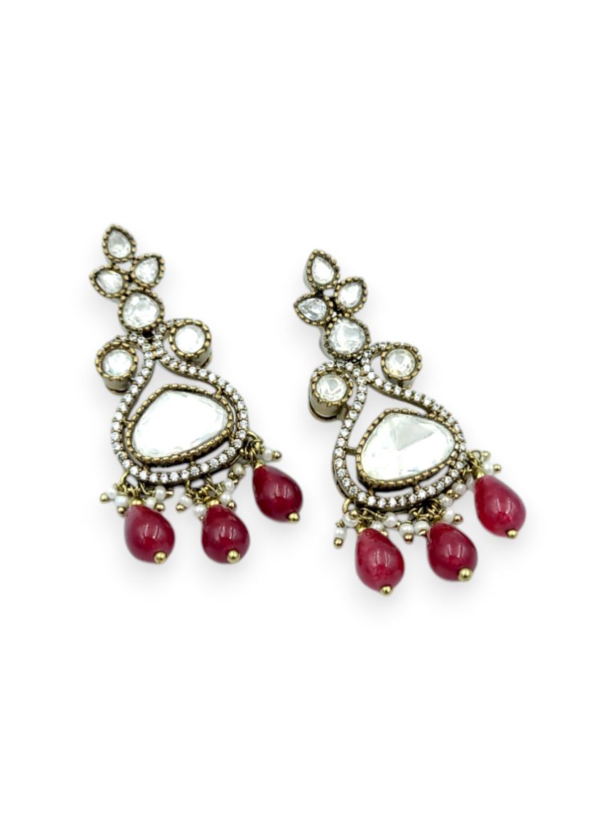 EARRING IN JADAU KUNDAN STYLE | DESIGN - 23874