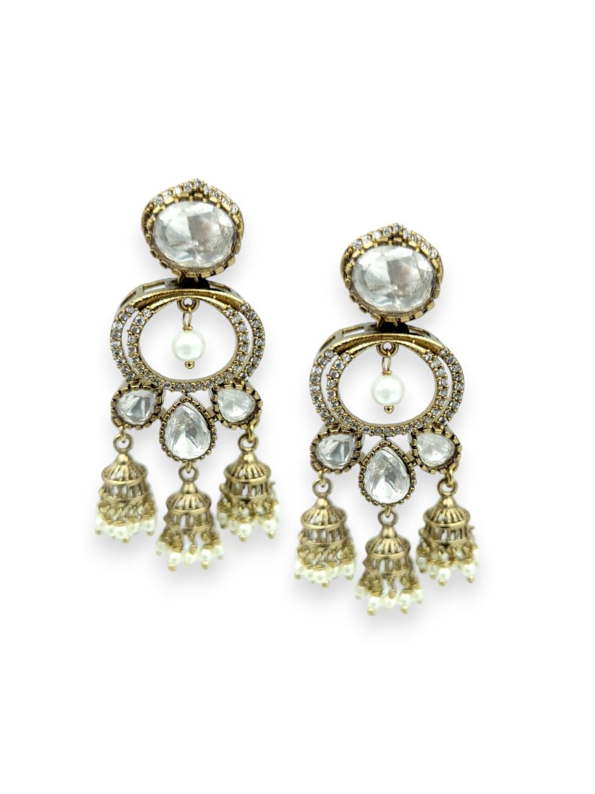 EARRING IN JADAU KUNDAN STYLE | DESIGN - 24024