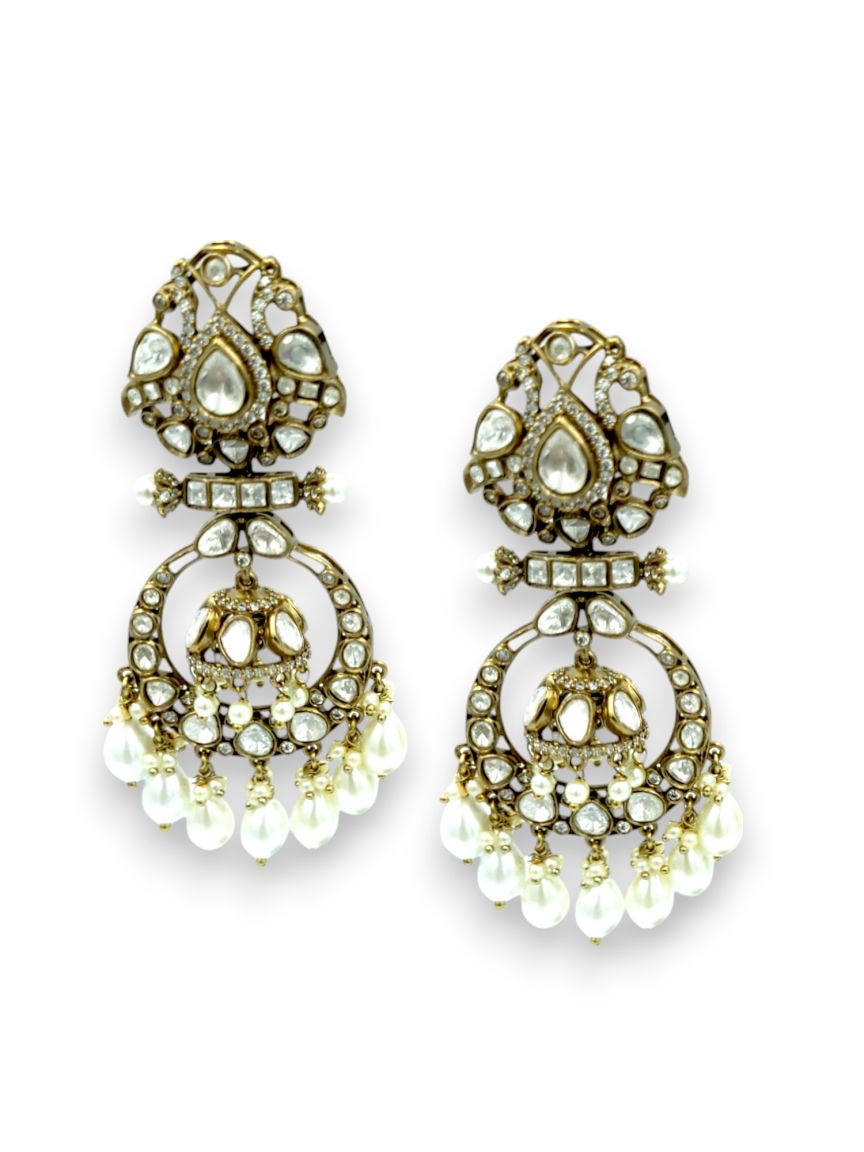 EARRING IN JADAU KUNDAN STYLE | DESIGN - 24045