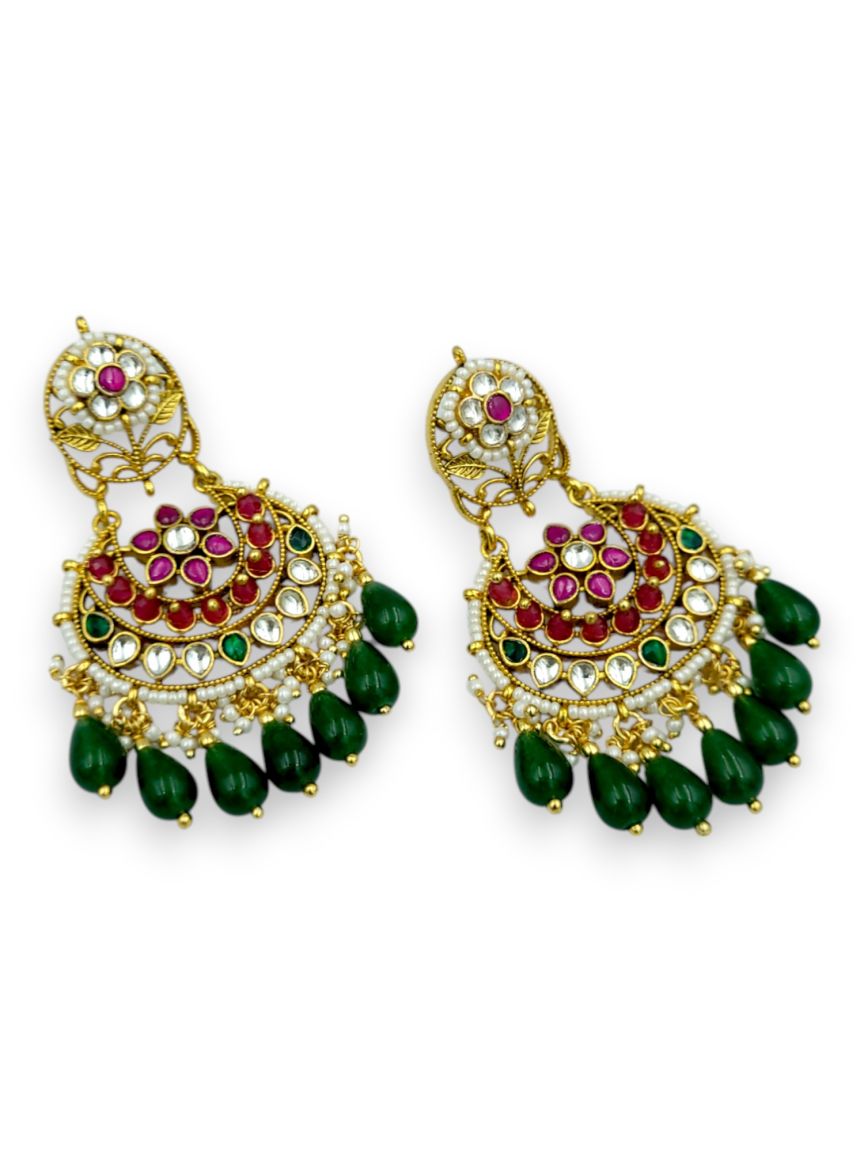 EARRING IN JADAU KUNDAN STYLE | DESIGN - 24081