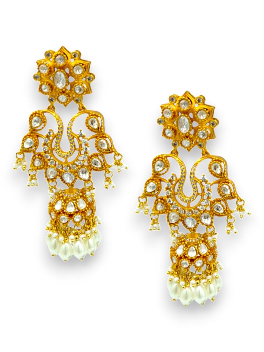 EARRING IN JADAU KUNDAN STYLE | DESIGN - 24083