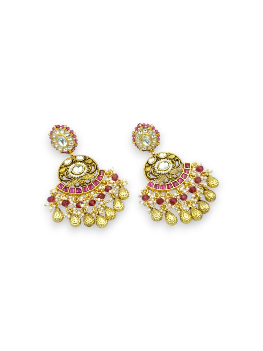 EARRING IN JADAU KUNDAN STYLE | DESIGN - 24243