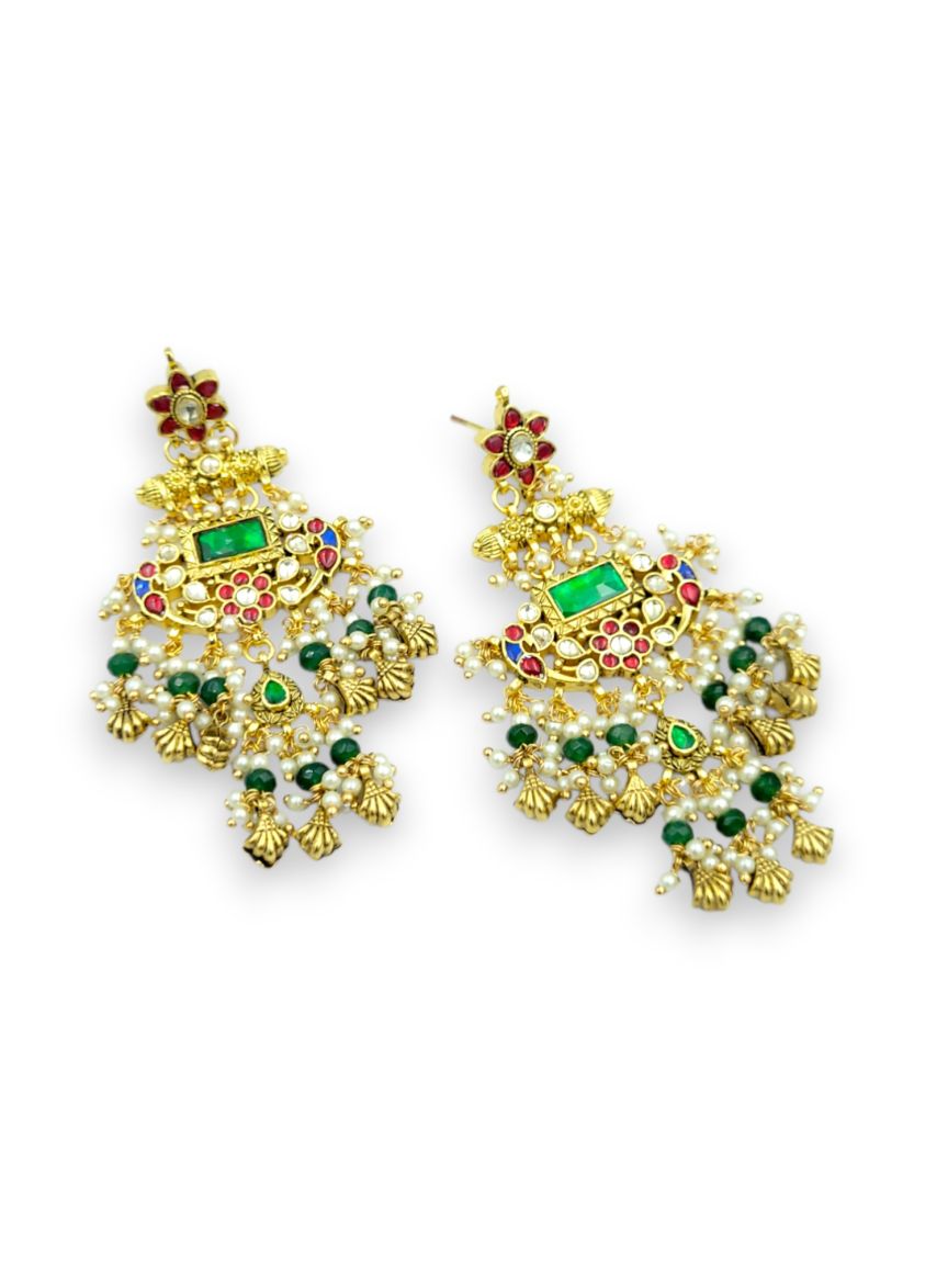 EARRING IN JADAU KUNDAN STYLE | DESIGN - 24284