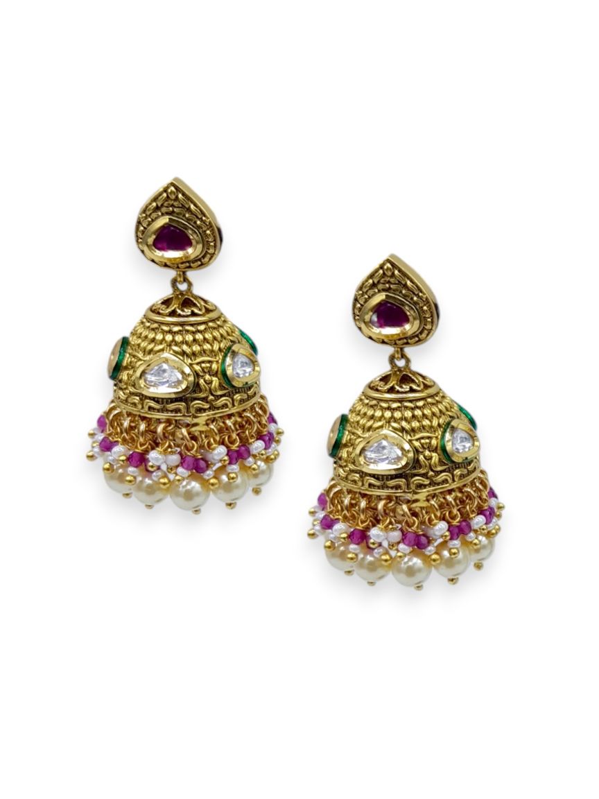 EARRING IN VILANDI KUNDAN STYLE | DESIGN - 23617