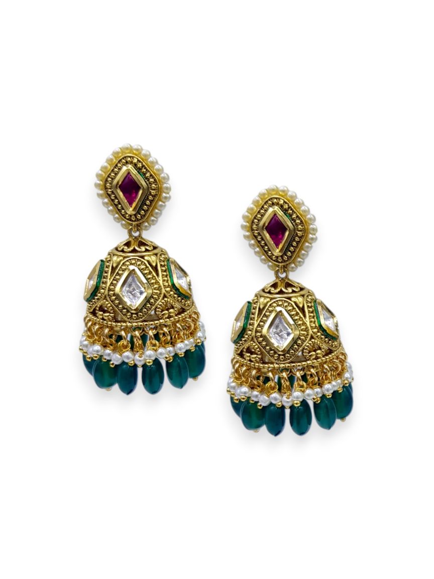 EARRING IN VILANDI KUNDAN STYLE | DESIGN - 23618