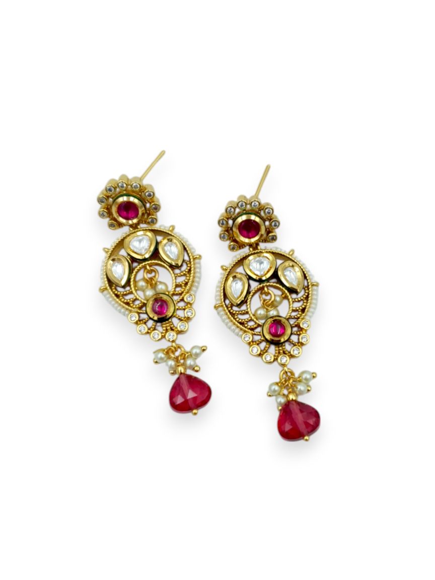 EARRING IN VILANDI KUNDAN STYLE | DESIGN - 23666