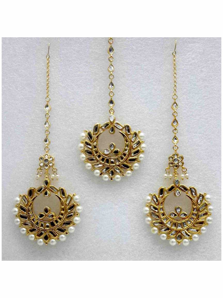 EARRINGS WITH TIKA in JADAU KUNDAN Style | Design - 13729