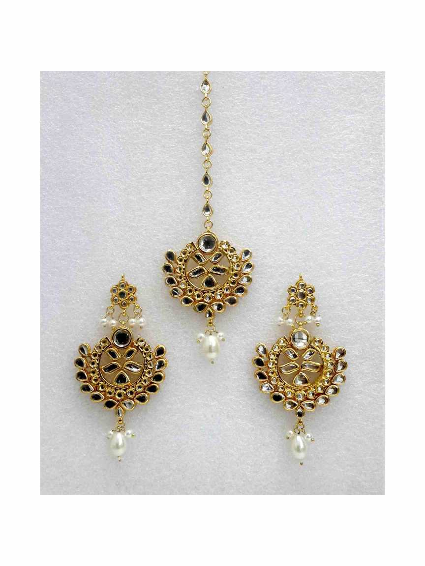 EARRINGS WITH TIKA in JADAU KUNDAN Style | Design - 13732