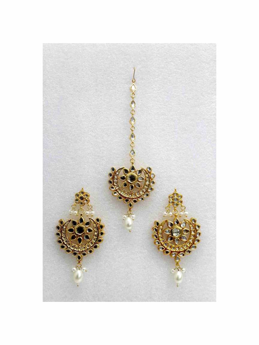 EARRINGS WITH TIKA in JADAU KUNDAN Style | Design - 13736
