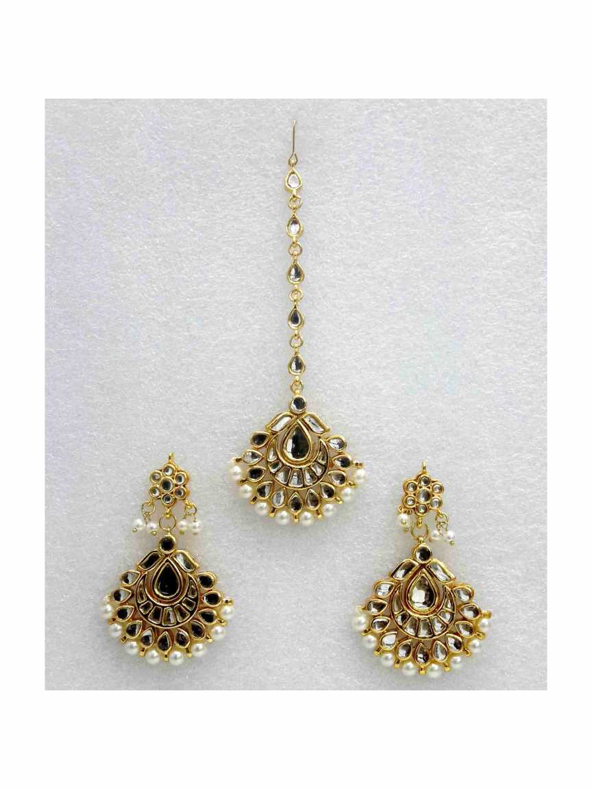 EARRINGS WITH TIKA in JADAU KUNDAN Style | Design - 13738