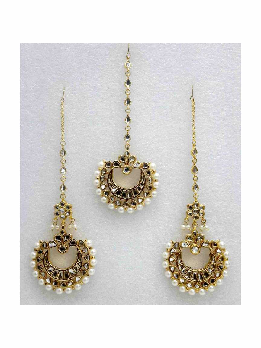EARRINGS WITH TIKA in JADAU KUNDAN Style | Design - 13741
