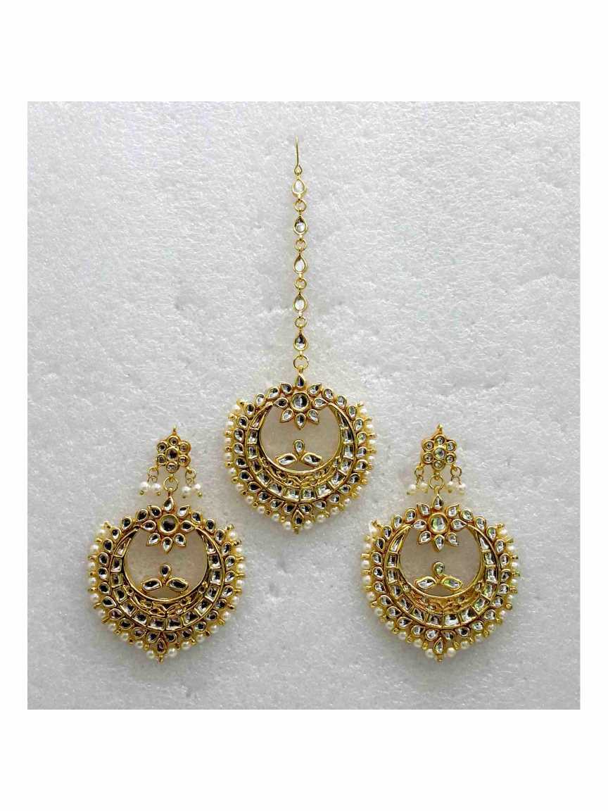 EARRINGS WITH TIKA in JADAU KUNDAN Style | Design - 13742