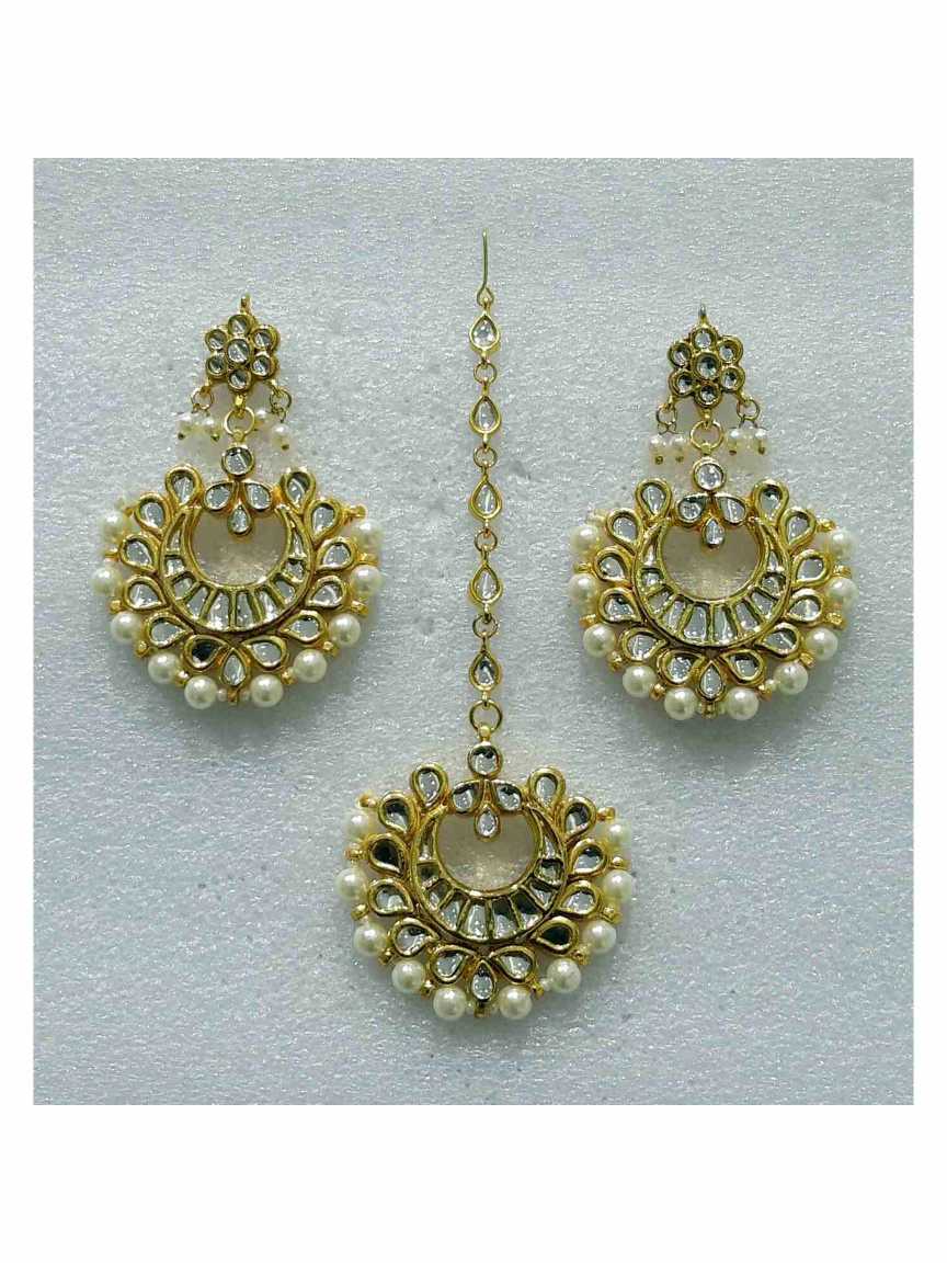 EARRINGS WITH TIKA in JADAU KUNDAN Style | Design - 15304