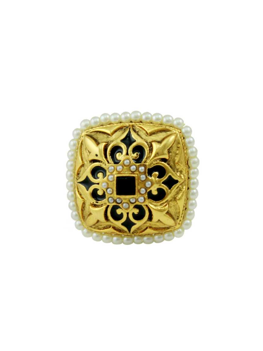 FINGER RING in CHECKERED POLKI Style | Design - 12975