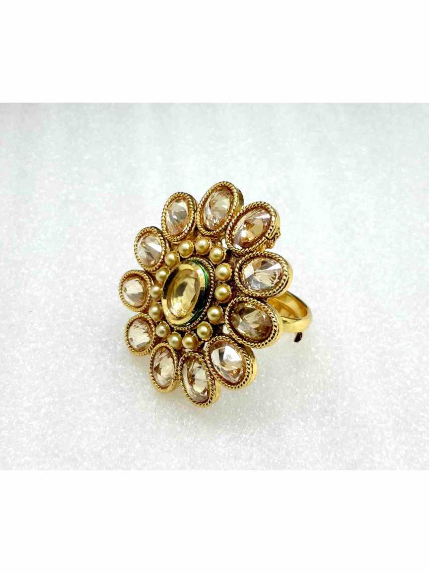 FINGER RING in CHECKERED POLKI Style | Design - 13383
