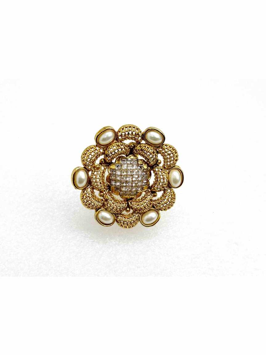 FINGER RING in CHECKERED POLKI Style | Design - 13844