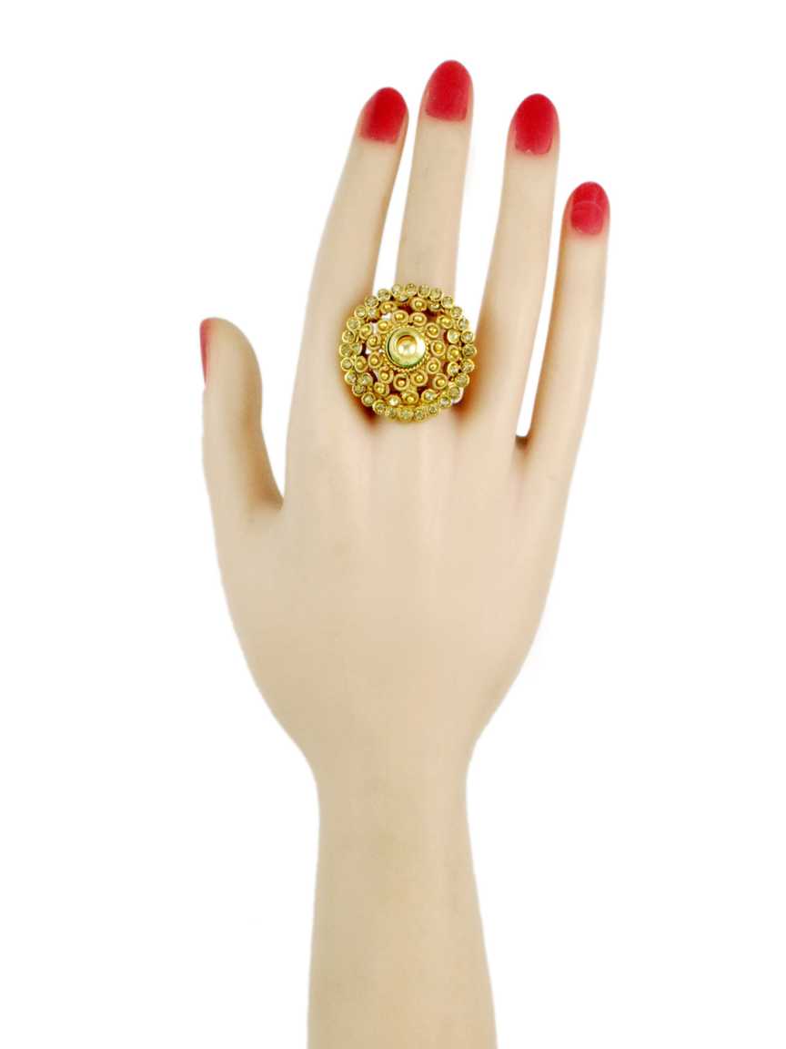 FINGER RING in CHECKERED POLKI Style | Design - 14079