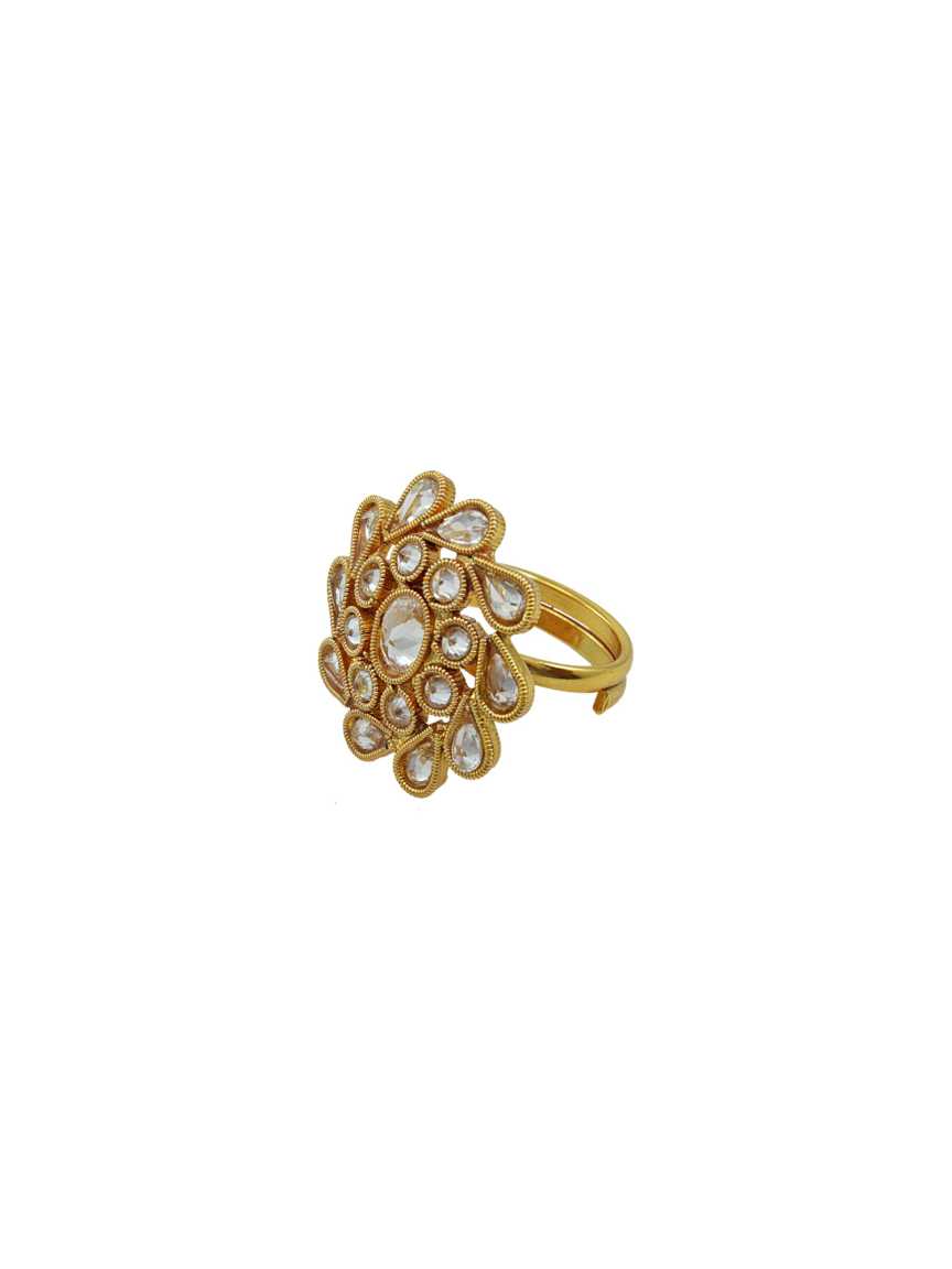 FINGER RING in CHECKERED POLKI Style | Design - 14106