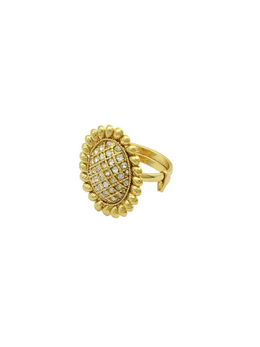 FINGER RING in CHECKERED POLKI Style | Design - 15828