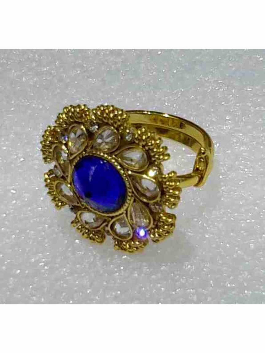 FINGER RING in CHECKERED POLKI Style | Design - 15834